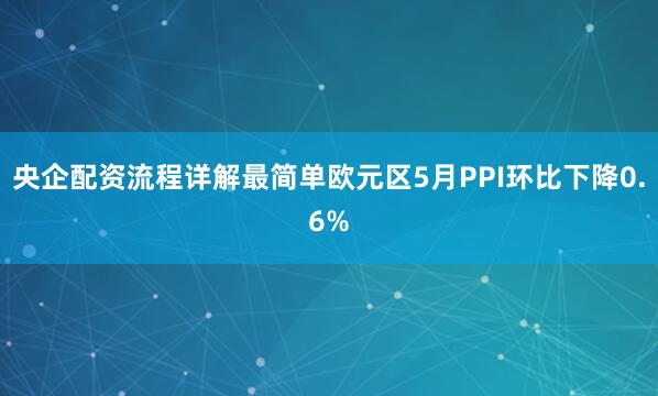央企配资流程详解最简单欧元区5月PPI环比下降0.6%