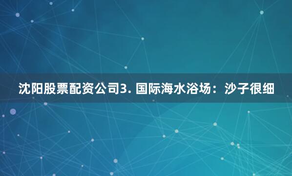 沈阳股票配资公司3. 国际海水浴场：沙子很细