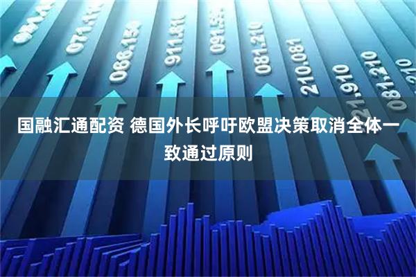 国融汇通配资 德国外长呼吁欧盟决策取消全体一致通过原则